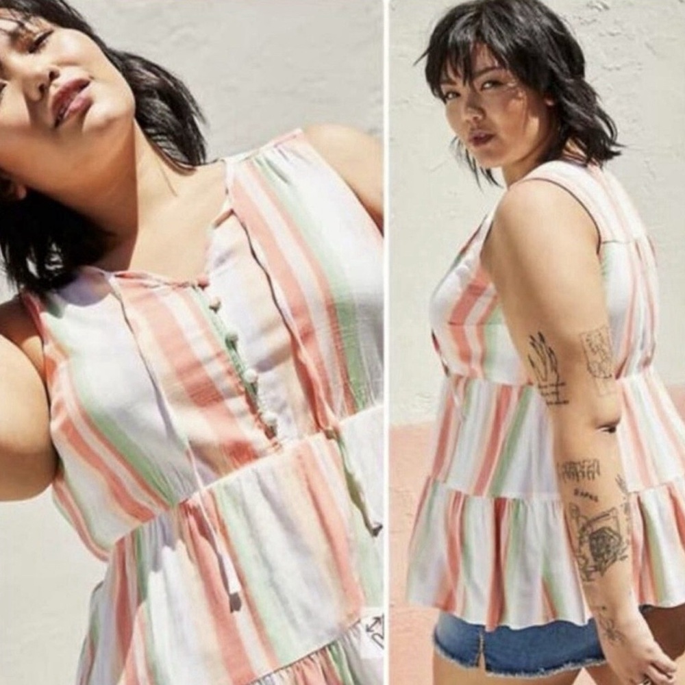 Torrid Tiered Striped Tank Top Size 1 Plus‎ Size 1X